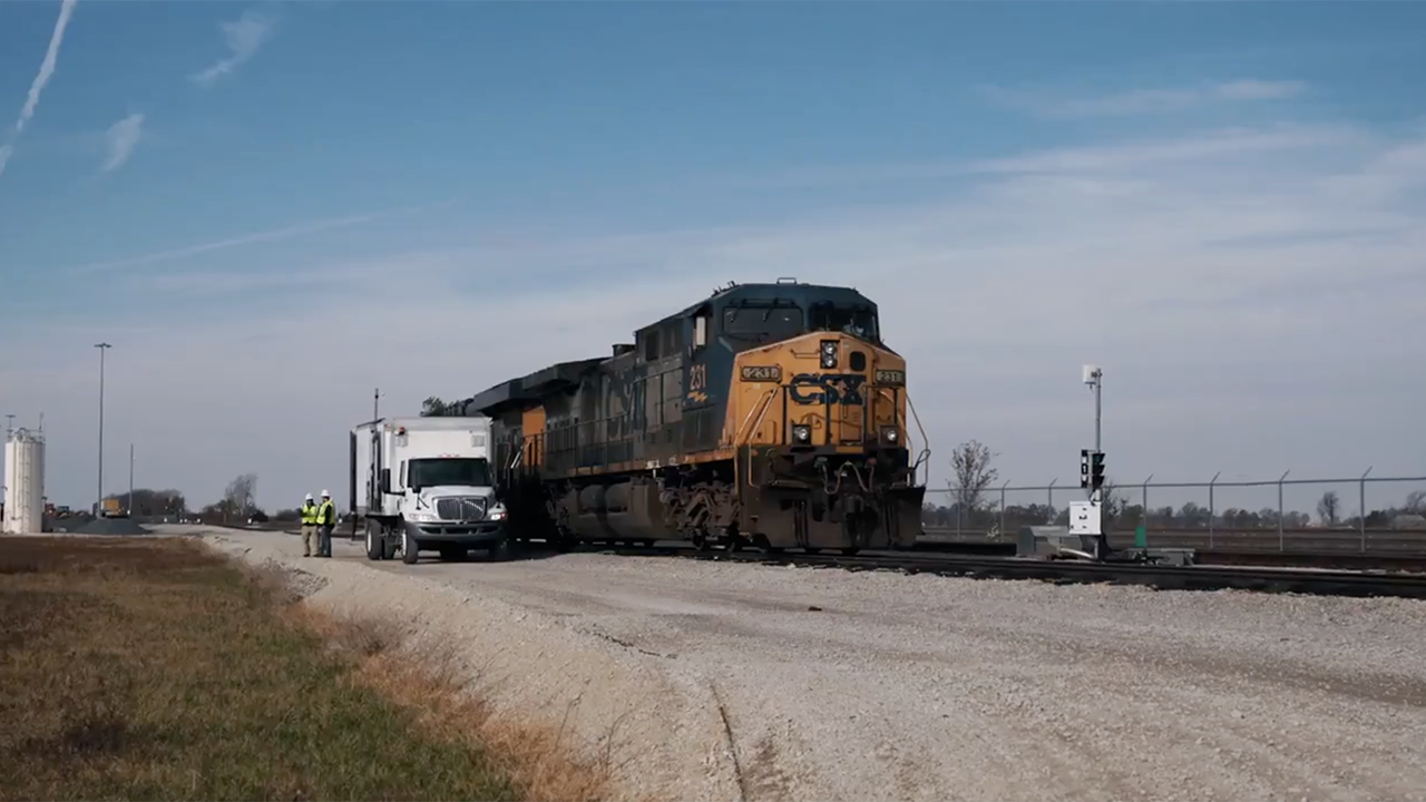 CSX is using its first owned and operated mobile service truck (pictured) in the Toledo Zone. (Screen grab from CSX video)