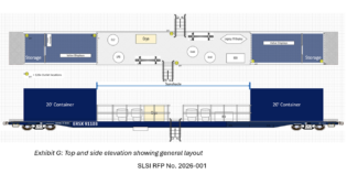 The SLSI’s RFP is for the modification of an existing flatcar into a training platform. The general layout is shown above. (Courtesy SLSI RFP No. 2026-001)